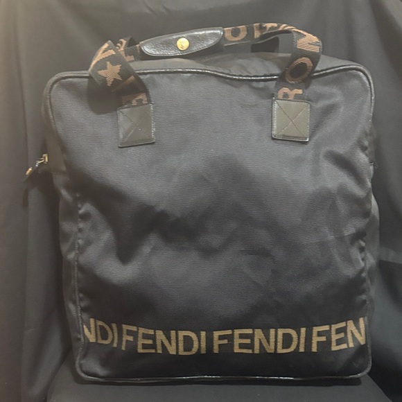 Fendi Black and Brown Overnight Bag